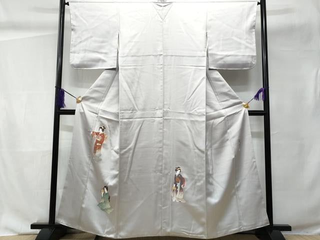 Kimono Silk 豪華色留袖　作家物　人物文　女人人物文　舞妓　金彩