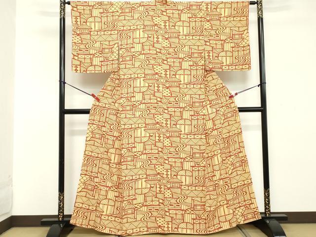 Kimono Silk 風景文　正絹　未使用