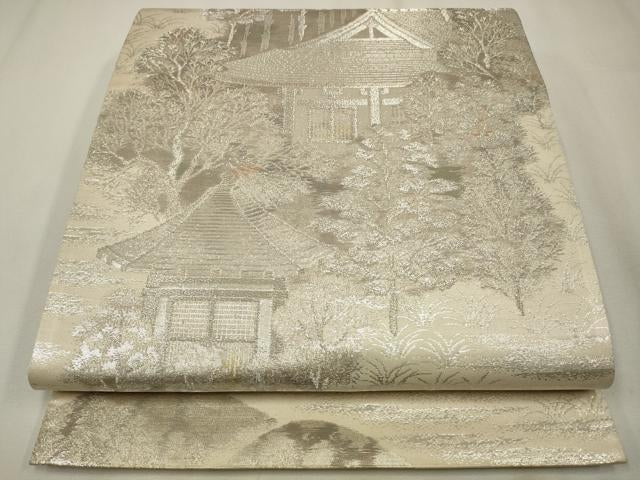 Kimono Belt Obi 六通柄袋帯　古京錦　風景文　二重引箔　正絹