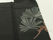 Kimono Silk 紬地　松文　金彩　正絹