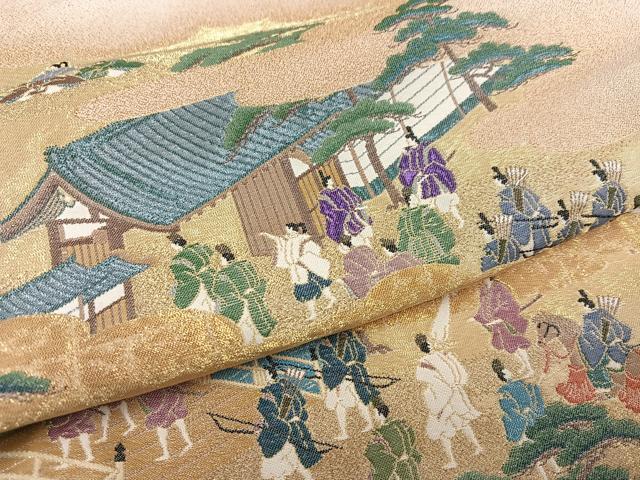 Kimono Antique 色留訪問着　作家物　寿光織　行幸の図　仮絵羽　正絹