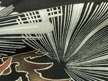 Kimono Silk 紬地　松文　金彩　正絹