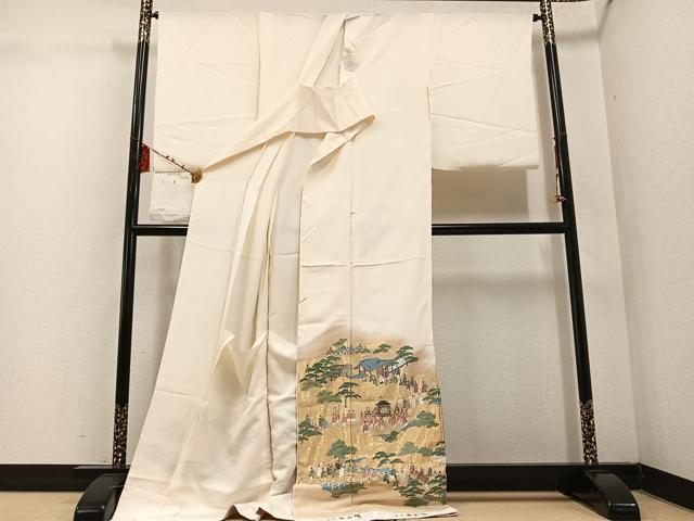 Kimono Antique 色留訪問着　作家物　寿光織　行幸の図　仮絵羽　正絹