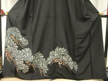 Kimono Silk 紬地　松文　金彩　正絹