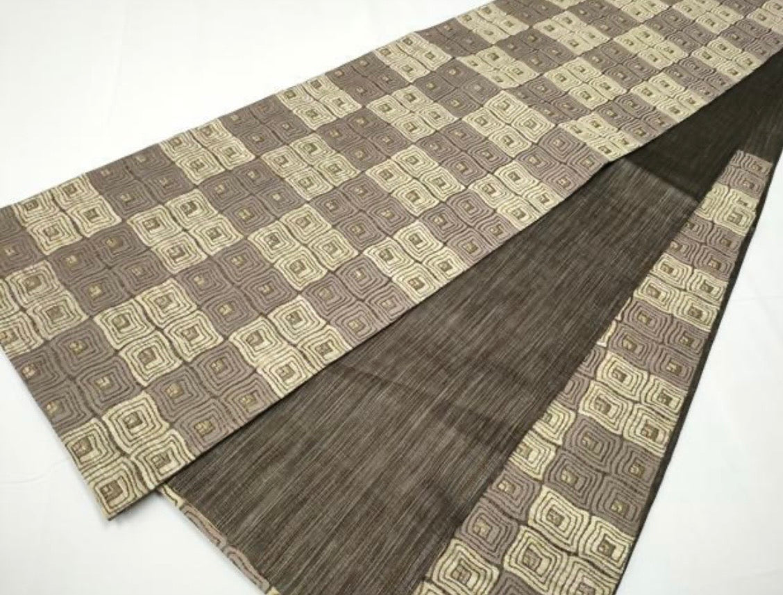 Kimono belt for Kimono 六通柄袋帯　釣り灯籠　金糸　正絹 Antique