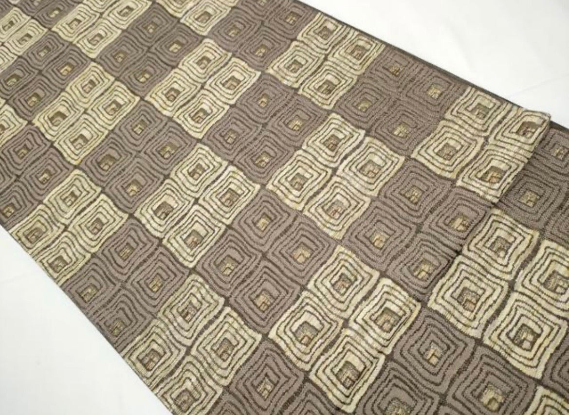 Kimono belt for Kimono 六通柄袋帯　釣り灯籠　金糸　正絹 Antique
