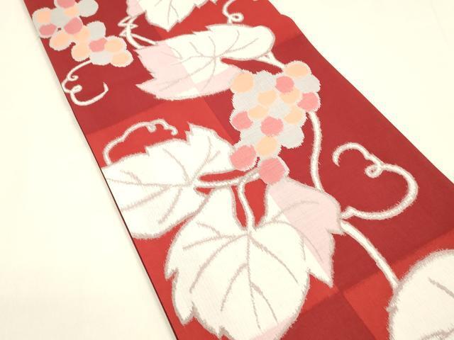 Kimono belt for Kimono Antique 京袋帯　葡萄蔦の葉文　間道　正絹