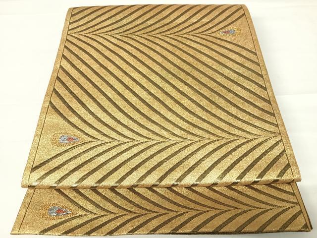 Kimono Belt OBI 西陣　高島織物謹製　六通柄袋帯　孔雀花文　青銅箔　正絹