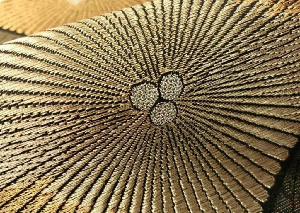 Kimono belt For Kimono 六通柄袋帯　竹並び菱松葉　金銀糸　引箔　正絹　