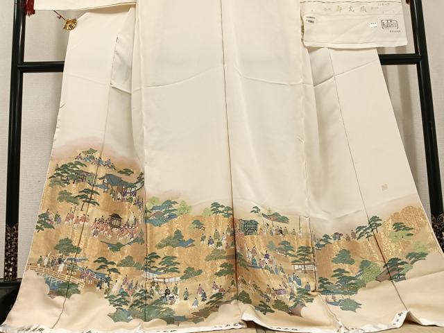 Kimono Antique 色留訪問着　作家物　寿光織　行幸の図　仮絵羽　正絹