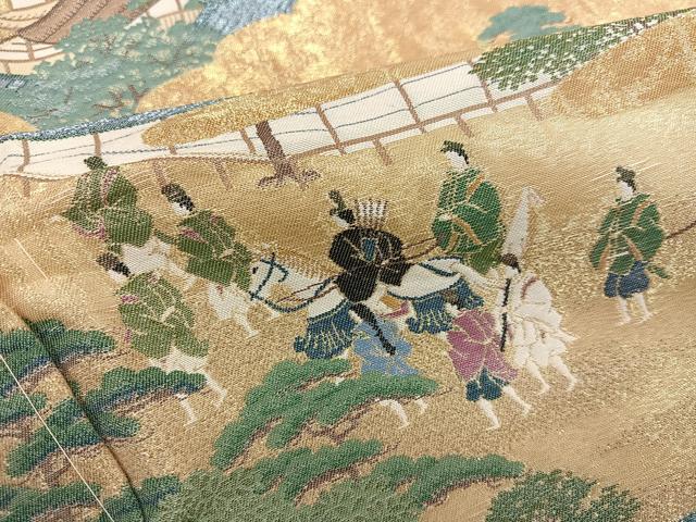 Kimono Antique 色留訪問着　作家物　寿光織　行幸の図　仮絵羽　正絹