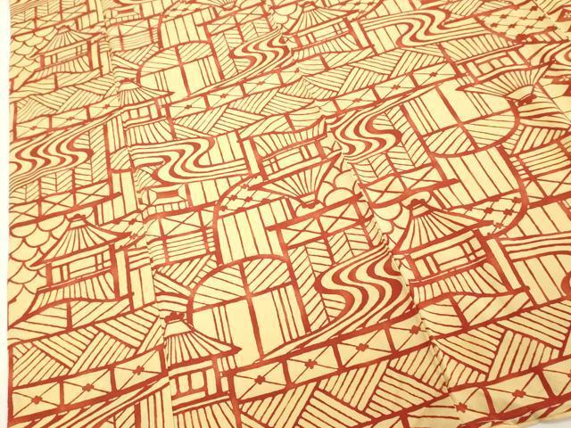 Kimono Silk 風景文　正絹　未使用