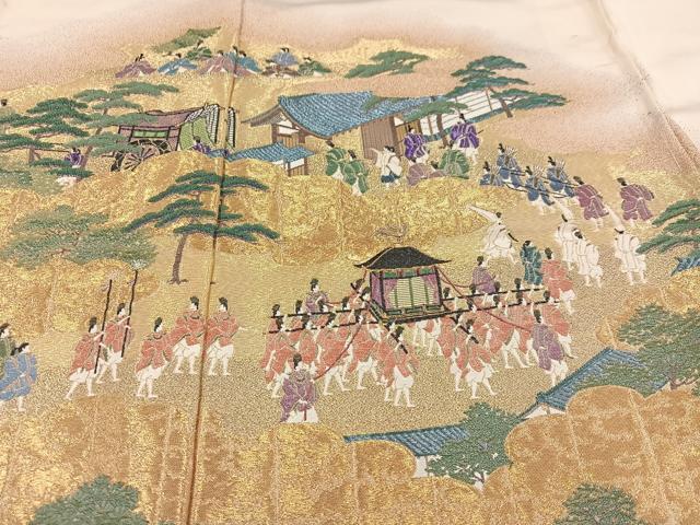 Kimono Antique 色留訪問着　作家物　寿光織　行幸の図　仮絵羽　正絹