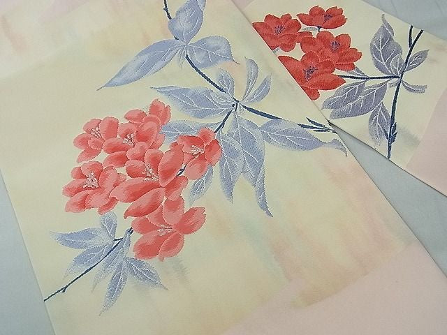 Kimono Belt OBI 九寸名古屋帯　唐織　枝花文　銀糸