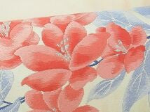Kimono Belt OBI 九寸名古屋帯　唐織　枝花文　銀糸
