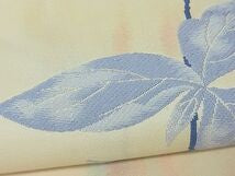 Kimono Belt OBI 九寸名古屋帯　唐織　枝花文　銀糸