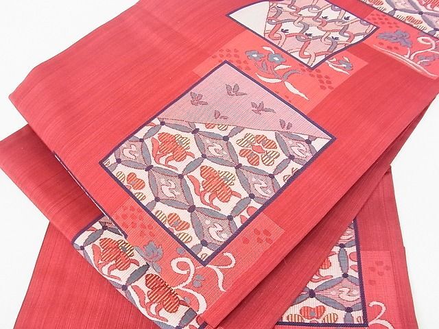 Kimono Belt Obi 六通柄袋帯　古吟　色紙吉祥花文