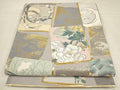 Kimono Belt Obi 六通柄袋帯　伝統の美　紹 琳派逍遥　色紙花鳥文　金銀糸　正絹