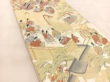 Kimono Belt Obi 六通柄袋帯　新古今集歌合せ　金糸　正絹