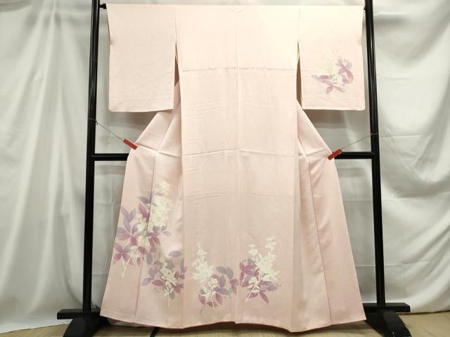 Kimono 上質な小紋　霞草花文　暈し染め　銀彩　やまと誂製　正絹