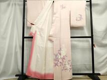 Kimono 上質な小紋　霞草花文　暈し染め　銀彩　やまと誂製　正絹