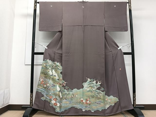 Kimono 豪華色留袖　作家物　刺繍　籬花鳥文　松竹梅　金銀彩　正絹　