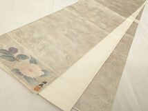 Kimono Belt Obi 全通柄袋帯　作家物　祥苑　草花文　銀糸　正絹