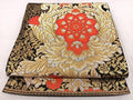 Kimono Belt Obi 西陣　服部織物謹製　六通柄袋帯　新白鳥緞子　黒地　金銀糸　正絹　