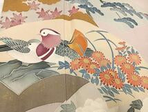 Kimono 豪華色留袖　友禅　作家物　地紙鴛鴦草花文　金彩　正絹