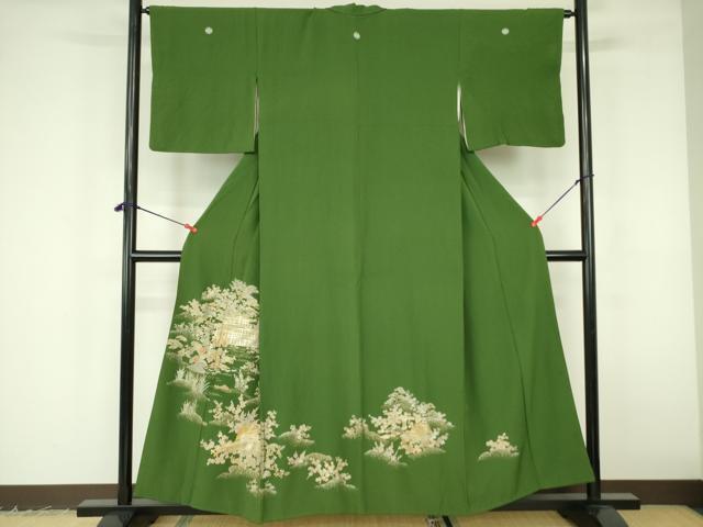 Kimono 豪華色留袖　螺鈿　風景花松文　金彩　正絹