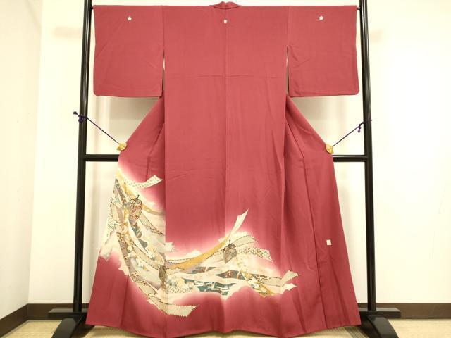 Kimono 豪華色留袖　作家物　仕覆吉祥花蝶文　暈し染め　金彩　正絹