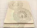 Kimono Belt Obi 西陣　服部織物謹製　六通柄袋帯　こはく錦　手工芸　孔雀花文　銀糸　正絹