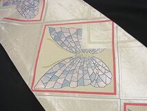 Kimono Belt Obi 六通柄袋帯　唐織　色紙舞蝶文　金銀糸