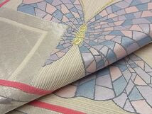 Kimono Belt Obi 六通柄袋帯　唐織　色紙舞蝶文　金銀糸