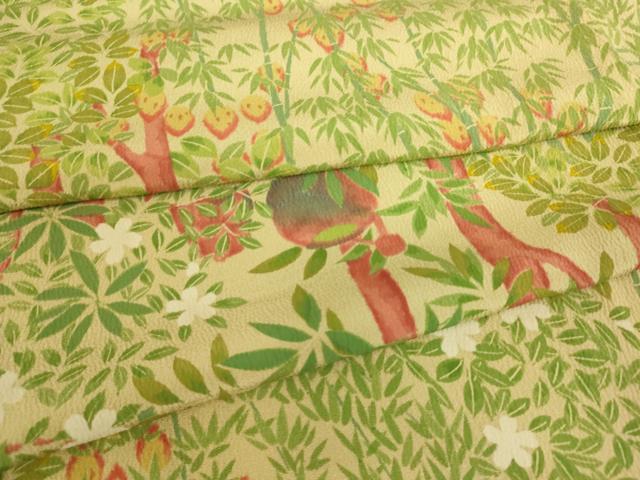 Kimono 上質な小紋　単衣　笹竹風景文　正絹