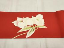 Kimono Belt Obi 塩瀬　九寸名古屋帯　手描き　草花文　正絹　