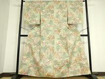 Kimono 小地谷紬 　単衣　草花文 　正絹