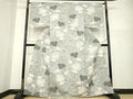 Kimono 質な紬　単衣　葡萄唐草文　正絹