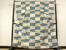Kimono 上質な紬　単衣　草花文　正絹