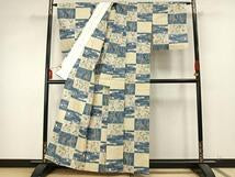 Kimono 上質な紬　単衣　草花文　正絹