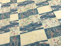 Kimono 上質な紬　単衣　草花文　正絹