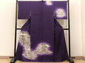 Kimono 群鶴浜松文　暈し染め　金銀彩　正絹