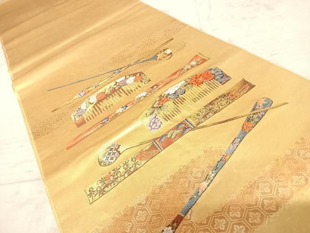 太鼓柄袋帯　唐織　簪　金糸　正絹