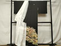 Kimono 豪華黒留袖　作家物　駒刺繍　鉾　人物風景文　暈し染め　金銀彩　正絹　