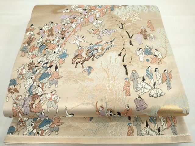 Kimono Belt Obi 六通柄袋帯　賀茂競べ馬　金糸　正絹
