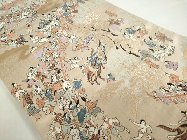 Kimono Belt Obi 六通柄袋帯　賀茂競べ馬　金糸　正絹