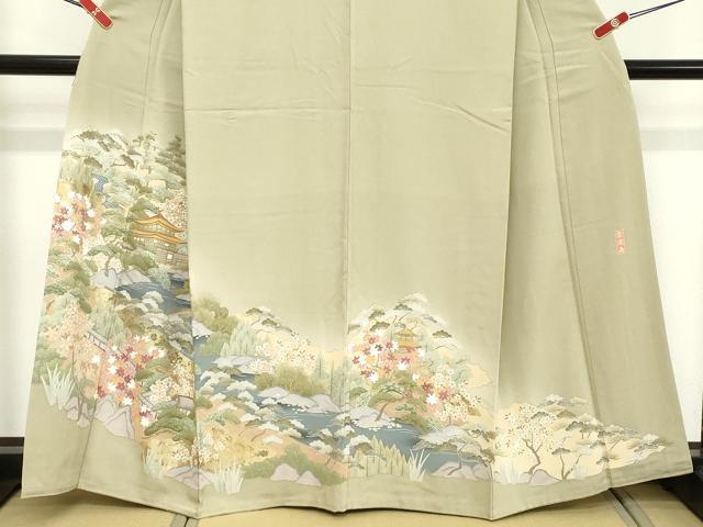 Kimono 豪華色留袖　風景文　金閣寺　暈し染め　金彩　正絹　