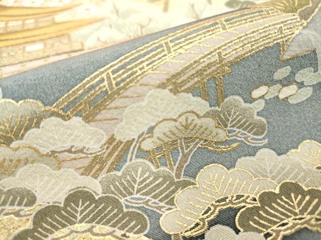 Kimono 豪華色留袖　風景文　金閣寺　暈し染め　金彩　正絹　