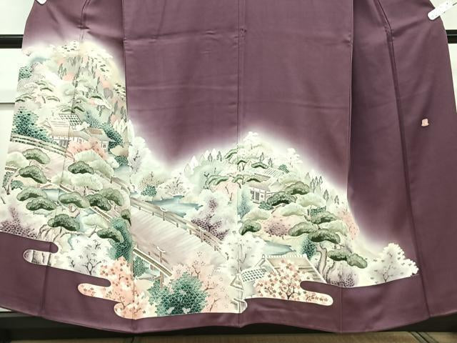 Kimono 豪華色留袖　作家物　渡橋風景文　暈し染め　正絹