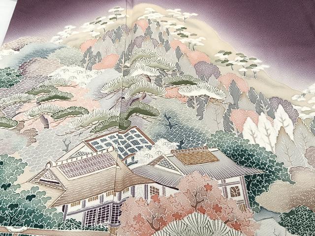 Kimono 豪華色留袖　作家物　渡橋風景文　暈し染め　正絹